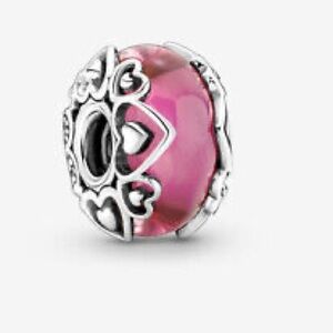 925S  Reveal your love Pink Murano Glass Charm fits pandora’s bracelet.